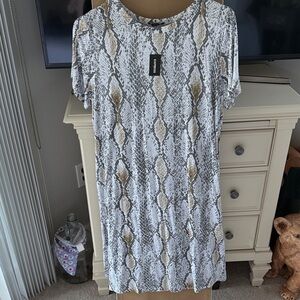 Express Snakeskin Mini Dress in Gray and Brown